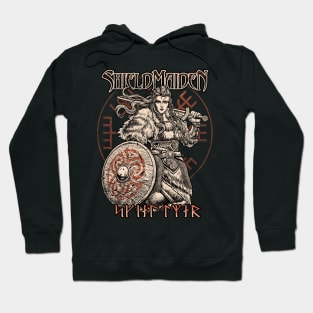 Viking Shieldmaiden Norse Female Warrior Vegvisir Hoodie